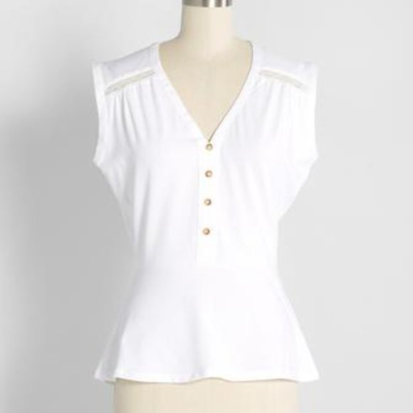 Modcloth Tops - ModCloth Peace and Printemps Peplum Top 4x NWT